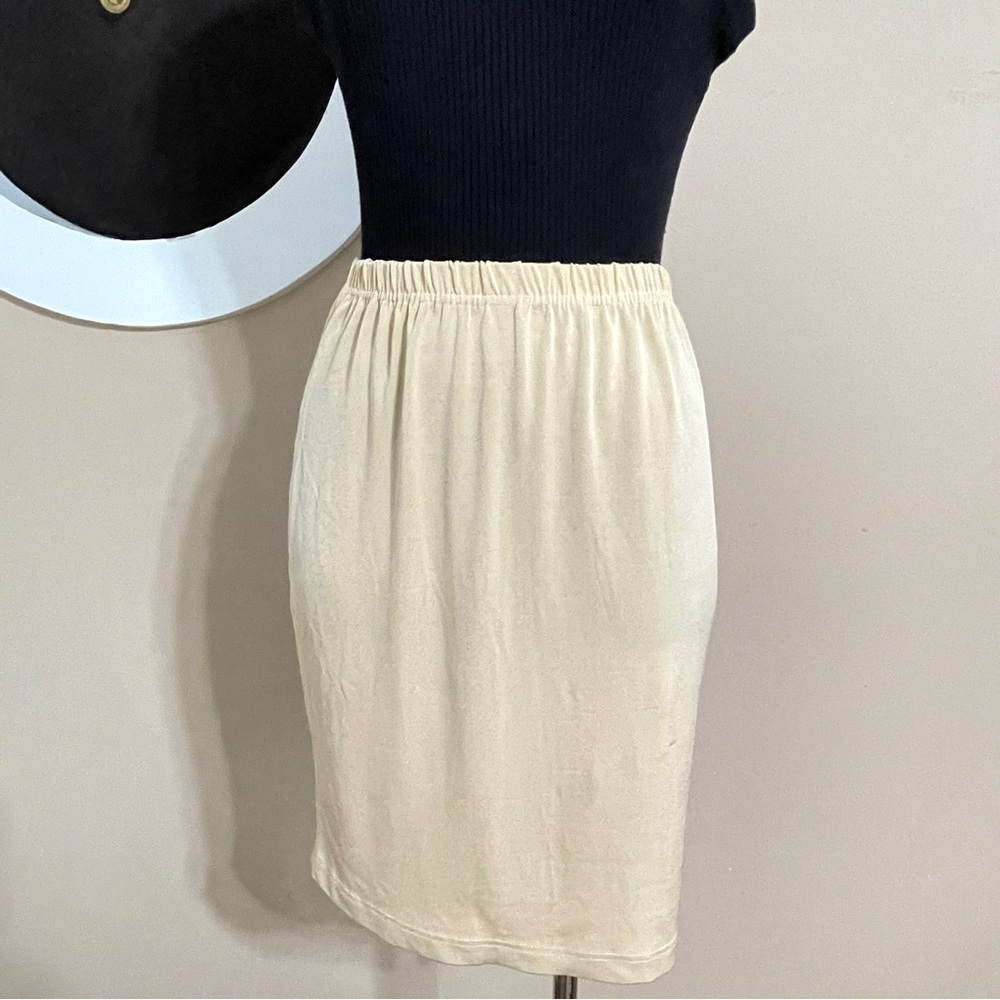 Butter Yellow VTG  Hugo Buscati Beige Pencil Skirt — Elastic Waist, Size ~.22-24